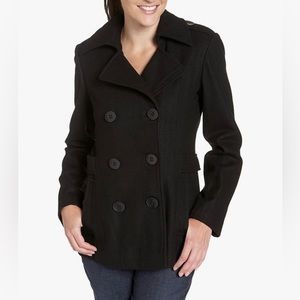 Hydraulic Navy Double Breasted Blue Pea Coat Size L